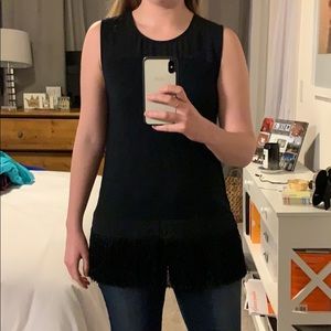 JCrew Black Fringe Blouse